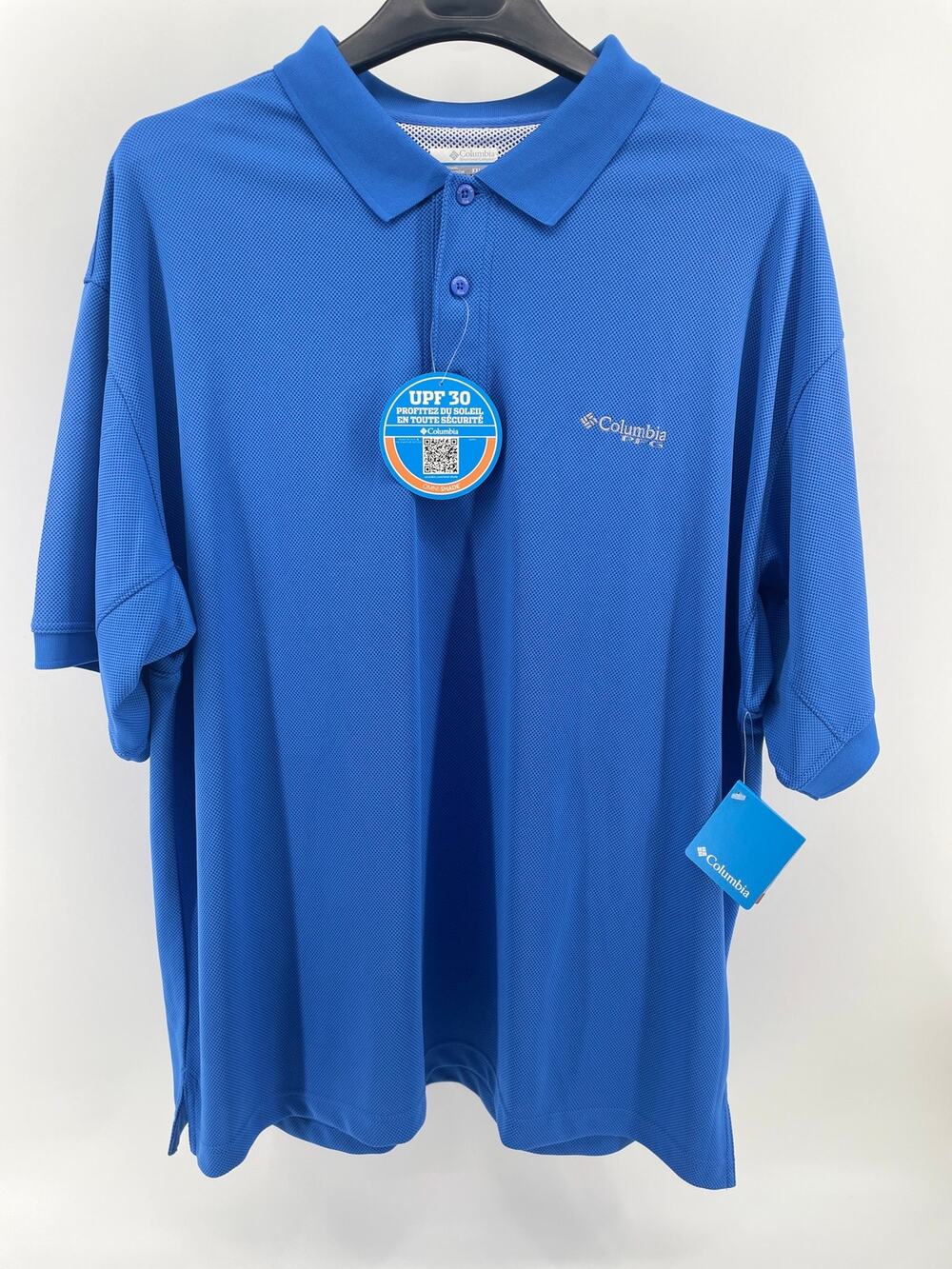 NWT Columbia PFG Polo Shirt Men’s XXL Blue UPF 30 Vented Omni-Shade Hunt Fish